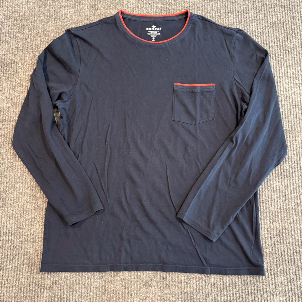 Bombas Mens Medium Navy Pima Cotton Pocket Tee Minimalist Quiet Luxury